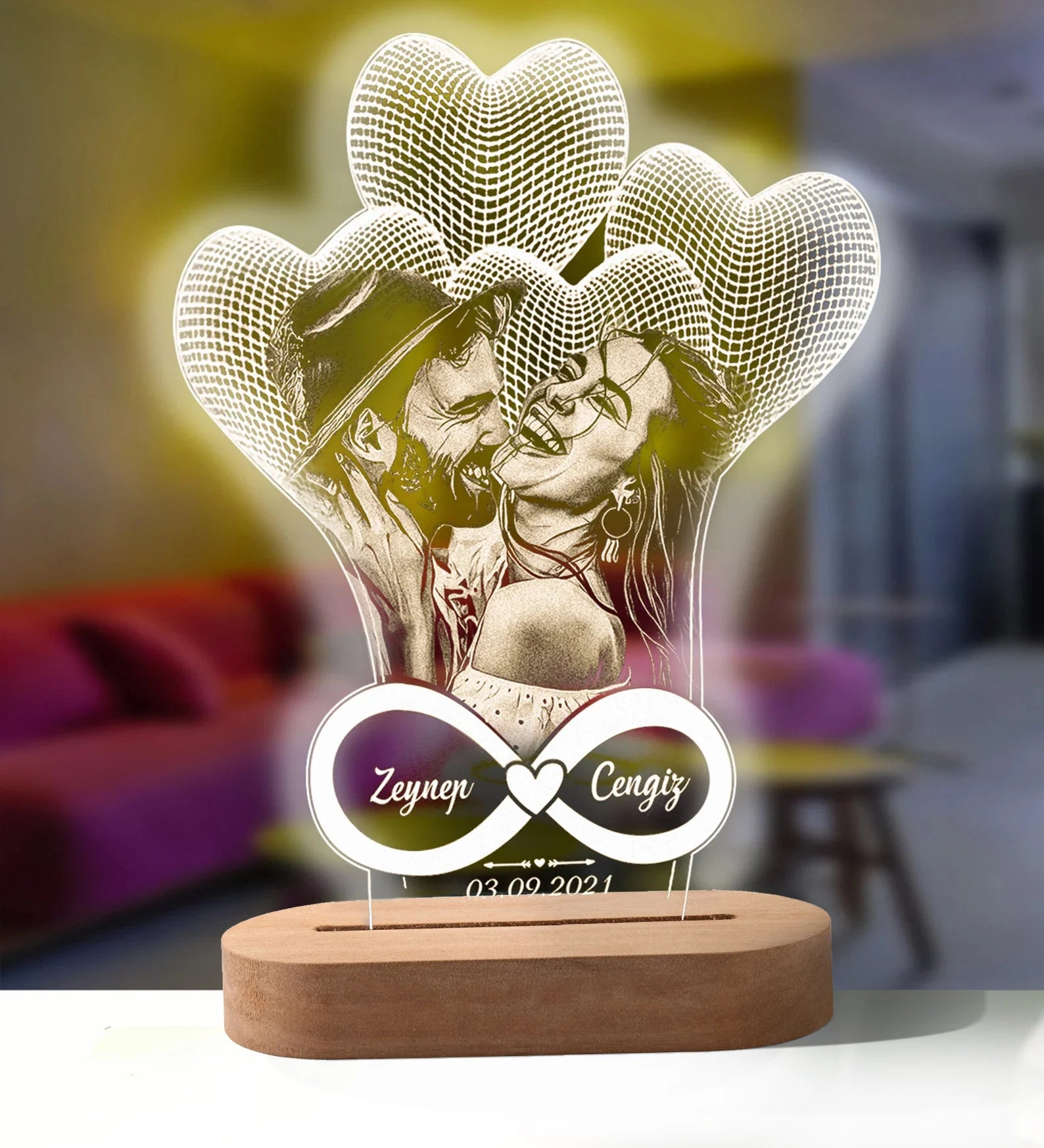 3D Photo Lamp Personalized Custom Photo And Text Customized Valentine's Day Wedding Anniversary Birthday 3D Night Light Gifts