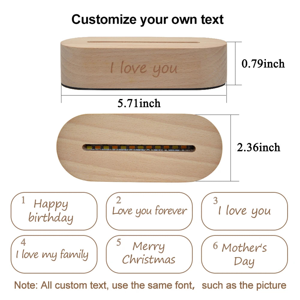 3D Photo Lamp Personalized Custom Photo And Text Customized Valentine's Day Wedding Anniversary Birthday 3D Night Light Gifts