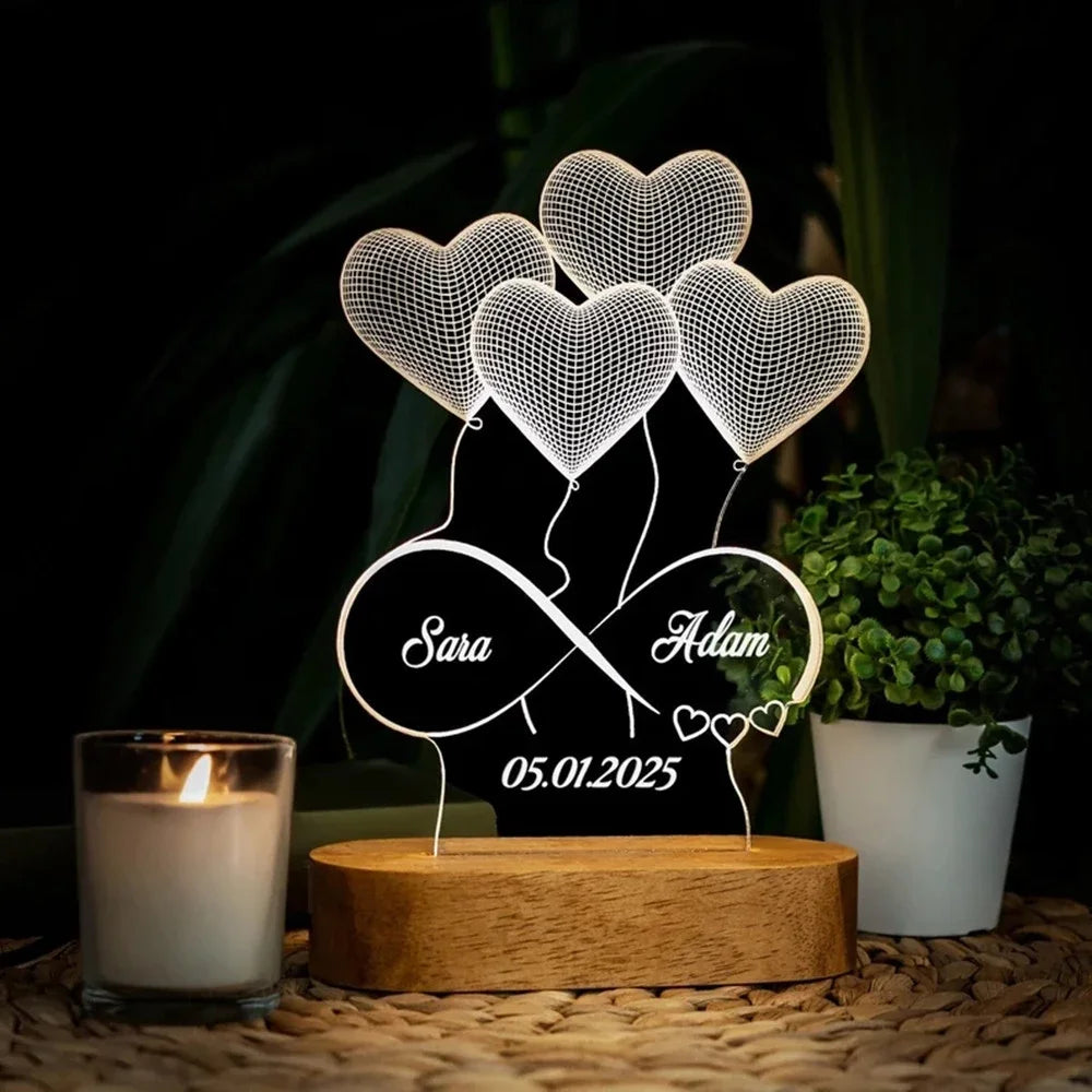 3D Photo Lamp Personalized Custom Photo And Text Customized Valentine's Day Wedding Anniversary Birthday 3D Night Light Gifts