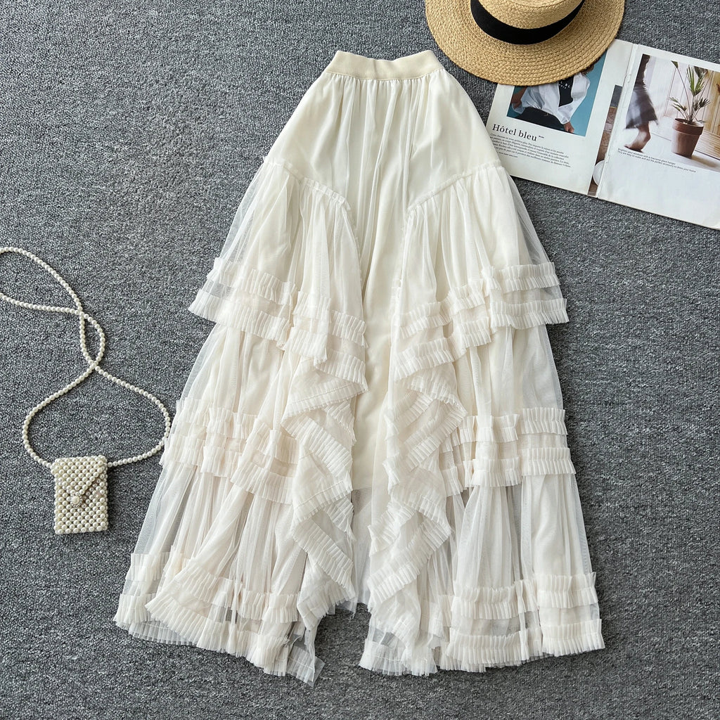 2025 Summer Patchwork Straight Skirt Women Casual High Waist Mesh Skirts For Girls Casual Skirt Clothes Women Wholesale