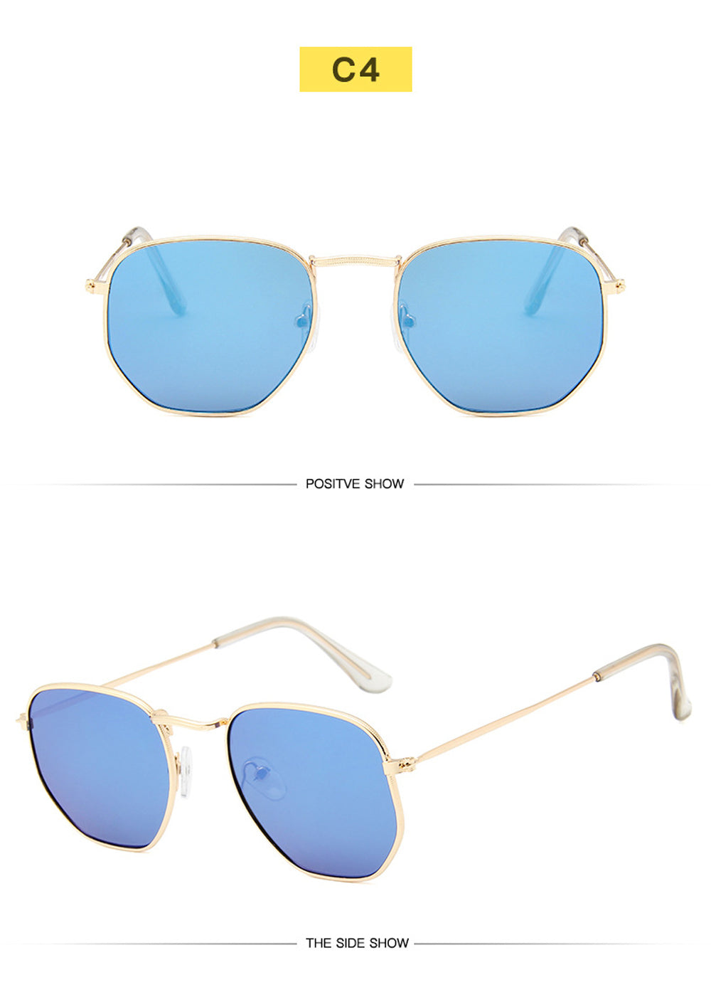 Men Sunglases Hexagon Sun Glasses NEW Women Metal Frame Fishing Glasses Gold tea Eyewear Lentes De Sol Hombre Okulary UV400
