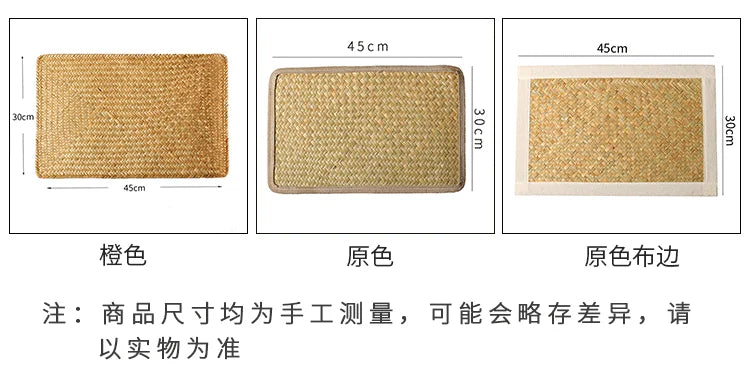 Table Mat Woven Pastoral Plate Mat Coaster Bowl Mat Insulation Pad Western Place Mat European Straw Dining Table Mat Tea Mat