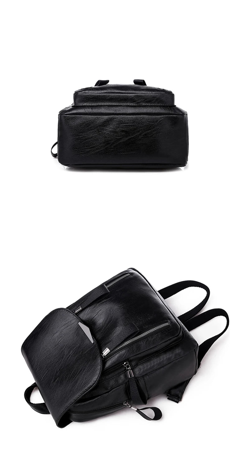 Yogodlns Luxury Backpack For Women Soft PU Leather Backpack Travel Large Capacity School Bag Double Zipper Business Knapsack