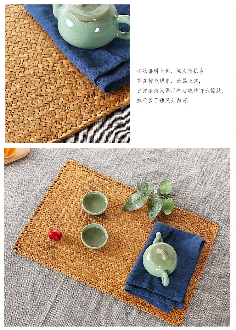 Table Mat Woven Pastoral Plate Mat Coaster Bowl Mat Insulation Pad Western Place Mat European Straw Dining Table Mat Tea Mat