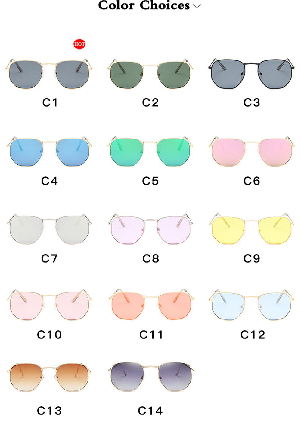Men Sunglases Hexagon Sun Glasses NEW Women Metal Frame Fishing Glasses Gold tea Eyewear Lentes De Sol Hombre Okulary UV400