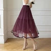 YiXin 2023 Long Skirts for Women Wholesale High Waist Mesh Elegant Skirts for Girls a Line Pleated Ladies Skirts