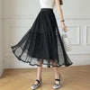 YiXin 2023 Long Skirts for Women Wholesale High Waist Mesh Elegant Skirts for Girls a Line Pleated Ladies Skirts