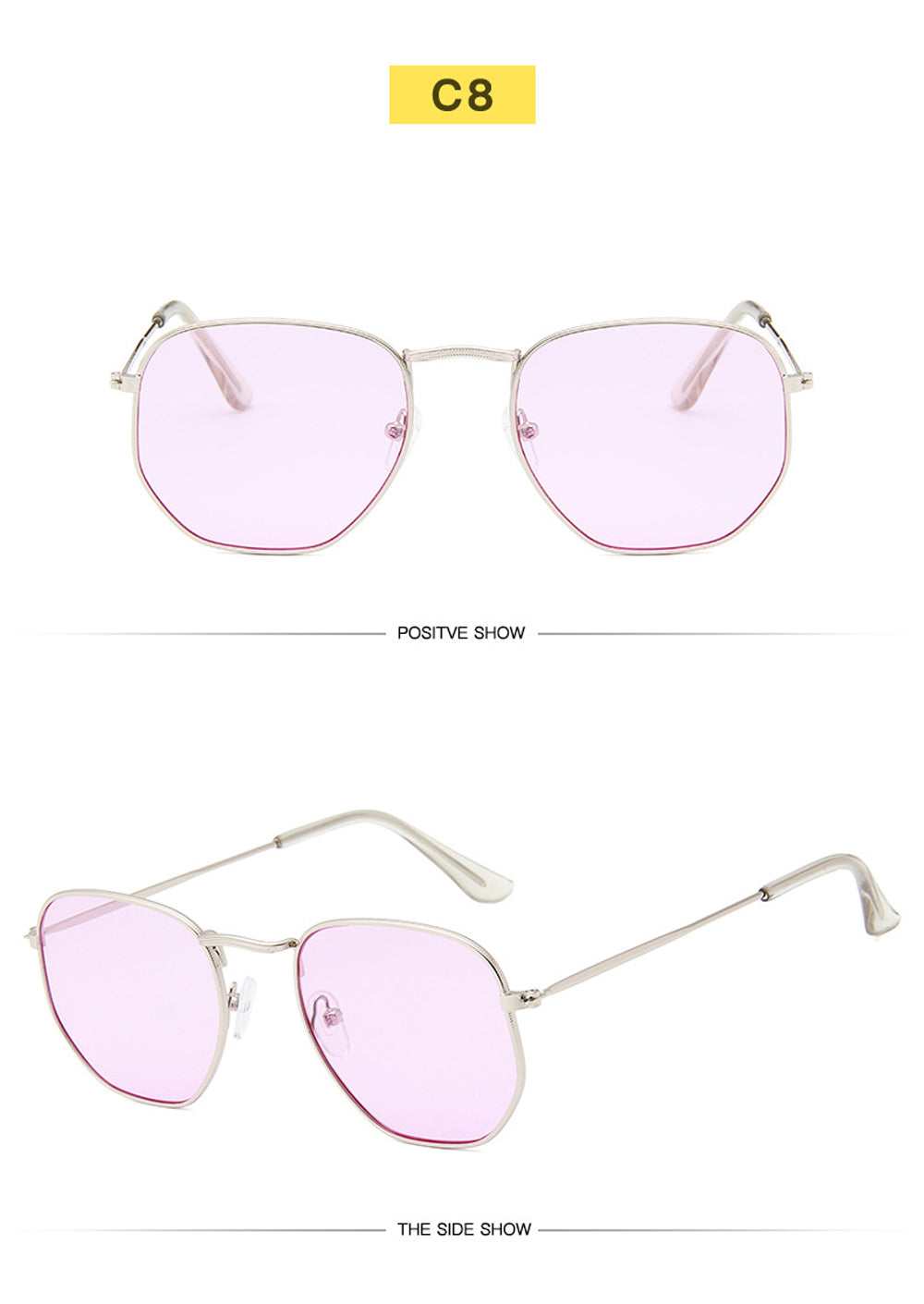 Men Sunglases Hexagon Sun Glasses NEW Women Metal Frame Fishing Glasses Gold tea Eyewear Lentes De Sol Hombre Okulary UV400