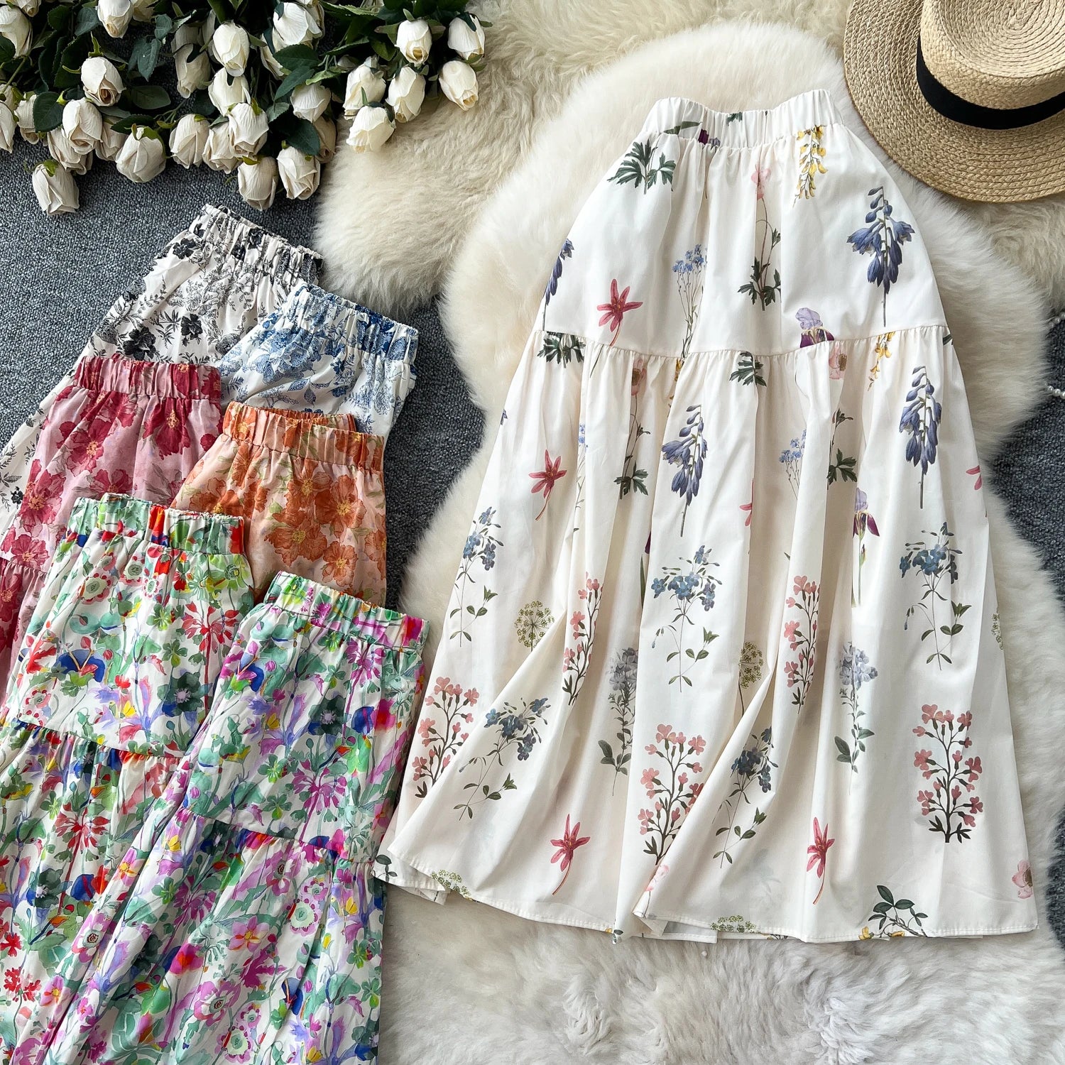 Print Draped Straight Skirt Women Casual High Waist Skirts For Girls Sweet Skirt Clothes Women Wholesale