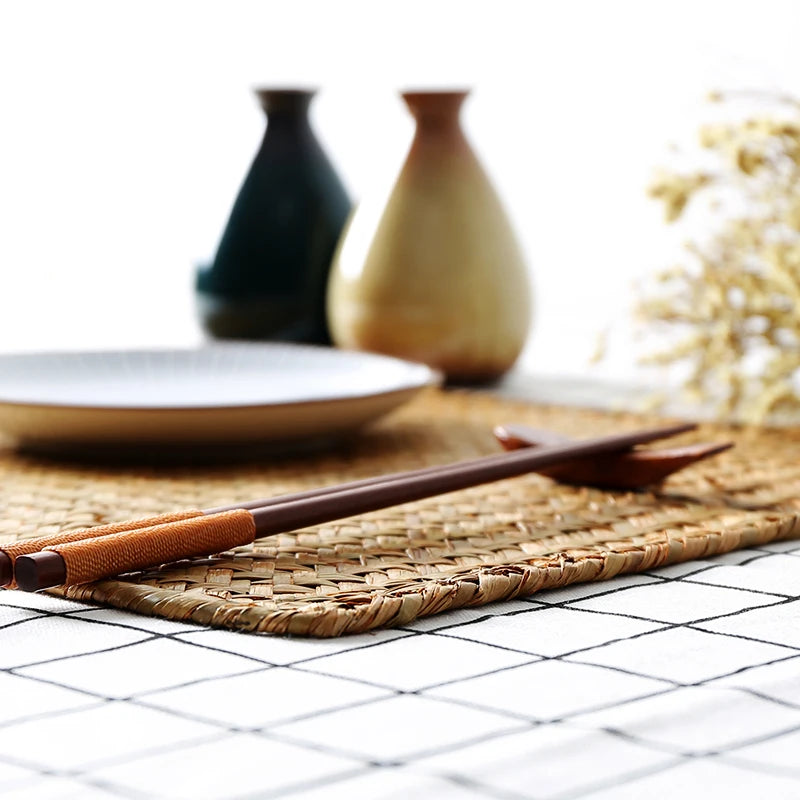 Table Mat Woven Pastoral Plate Mat Coaster Bowl Mat Insulation Pad Western Place Mat European Straw Dining Table Mat Tea Mat