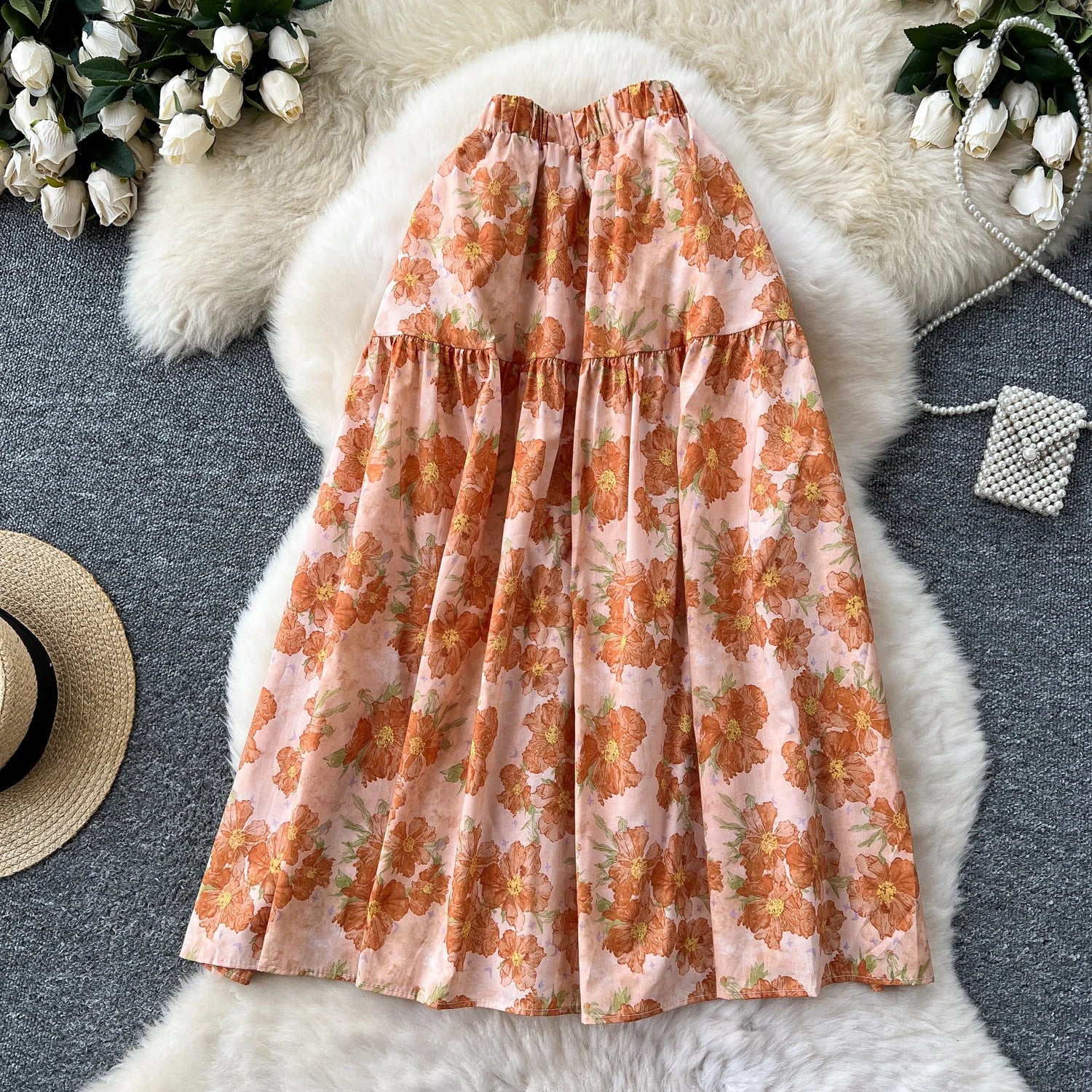 Print Draped Straight Skirt Women Casual High Waist Skirts For Girls Sweet Skirt Clothes Women Wholesale