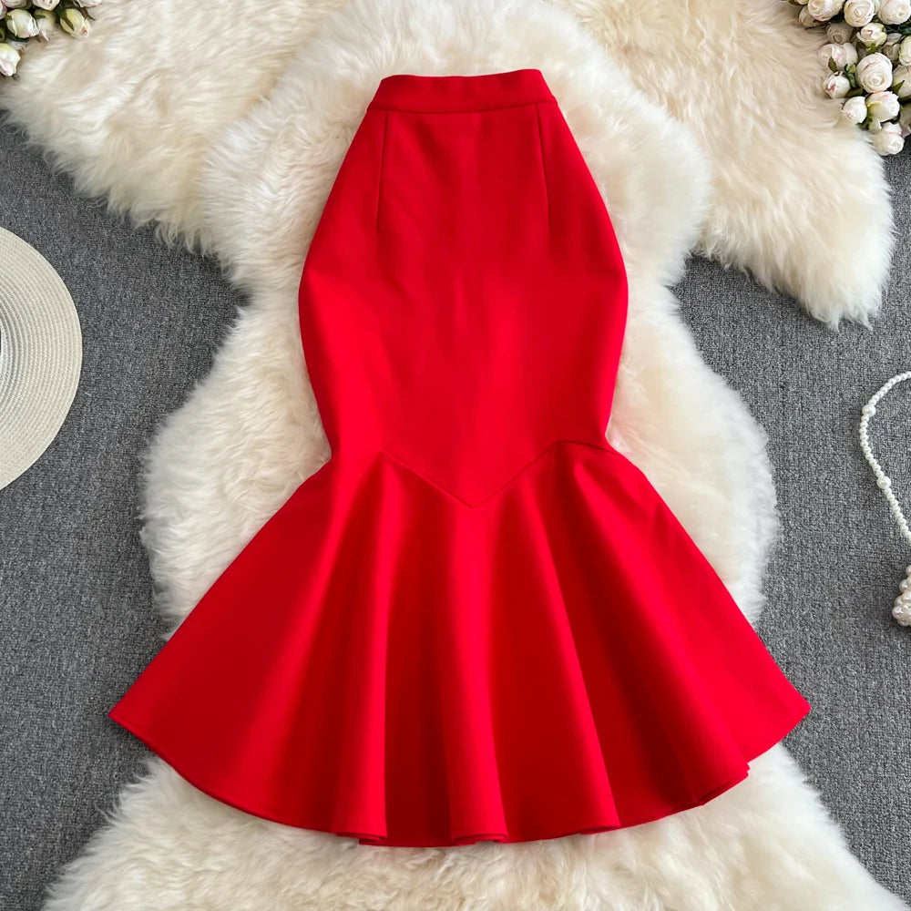 Spring Solid Ruffles Pencil Skirt Women Casual High Waist Midi Skirts for Girls Casual Skirt Clothes Women Wholesale