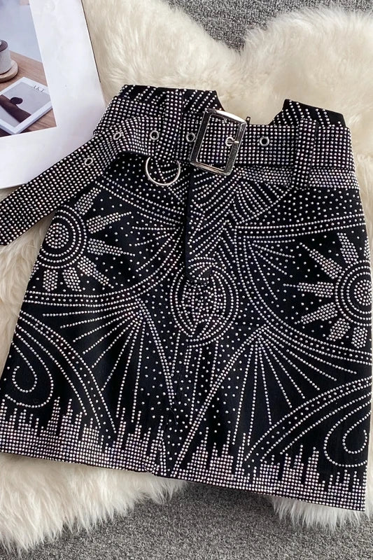 Autumn Print Sashes Straight Skirt Women Casual High Waist Mini Skirts for Girls Casual Skirt Clothes Women Wholesale