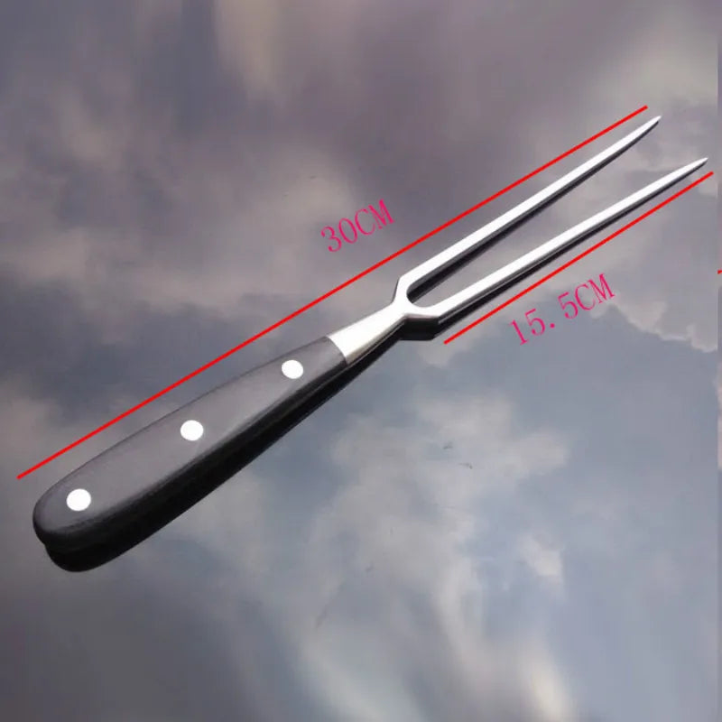 Kitchen Dining Tableware Stainless steel Wooden carving meet fork free shipping