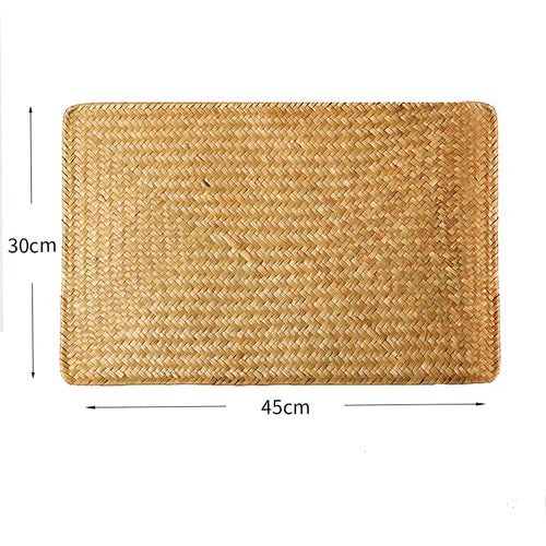 Table Mat Woven Pastoral Plate Mat Coaster Bowl Mat Insulation Pad Western Place Mat European Straw Dining Table Mat Tea Mat