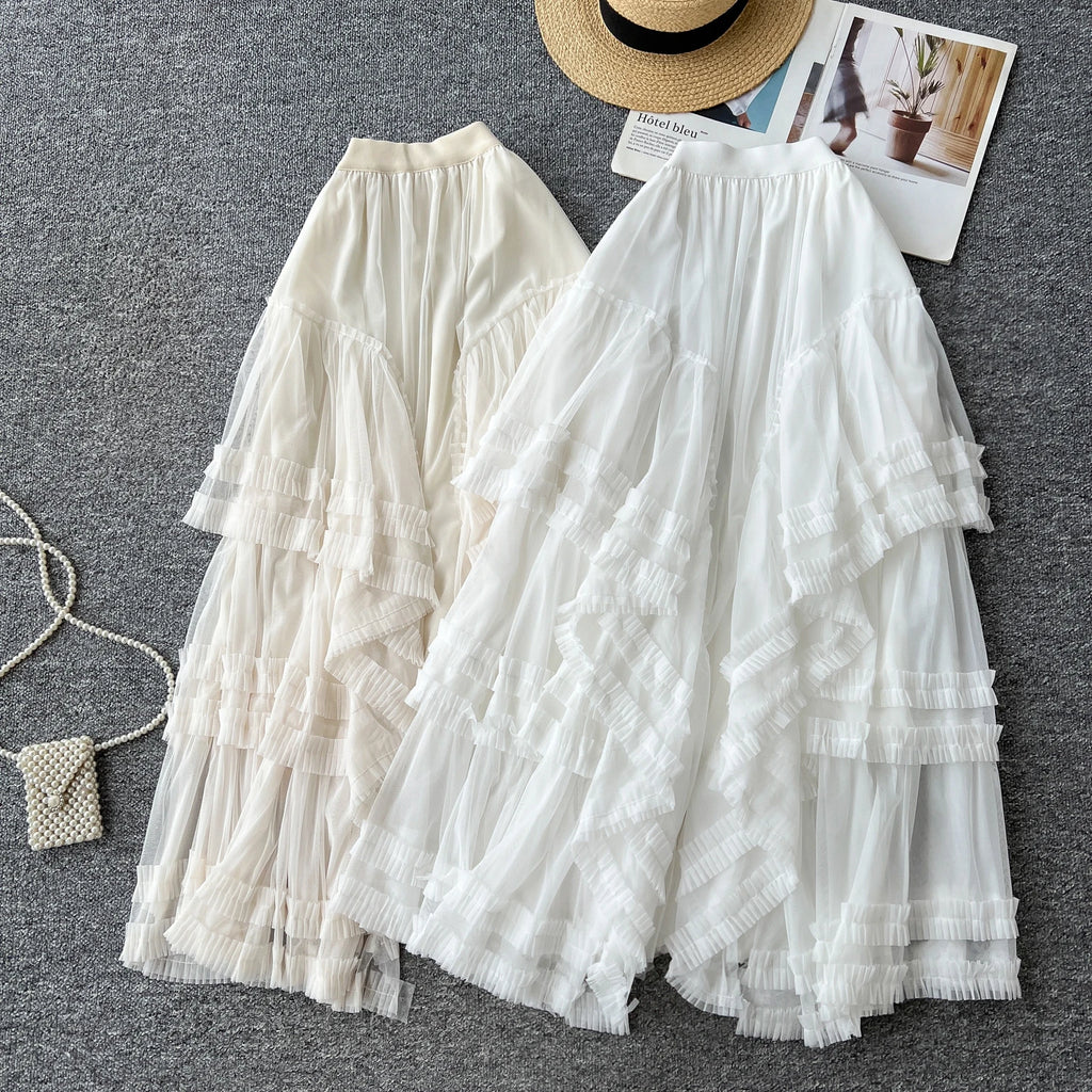 2025 Summer Patchwork Straight Skirt Women Casual High Waist Mesh Skirts For Girls Casual Skirt Clothes Women Wholesale
