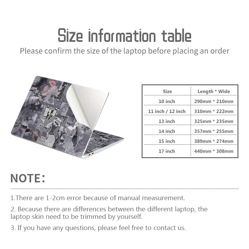 Universal Laptop Cover Sticker Skins Notebook Stickers 13.3"14"15.6"17.3" Graffiti Skin Decal for Macbook /Lenovo/Asus//Hp/Acer