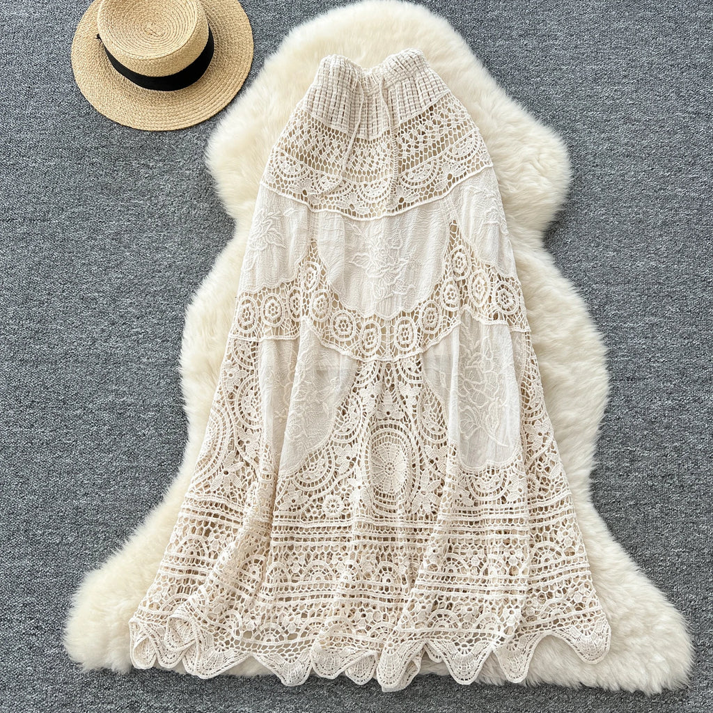 Summer Hollow Out Straight Skirt Women Casual High Waist Skirts For Girls Casual Skirt Clothes Women Wholesale