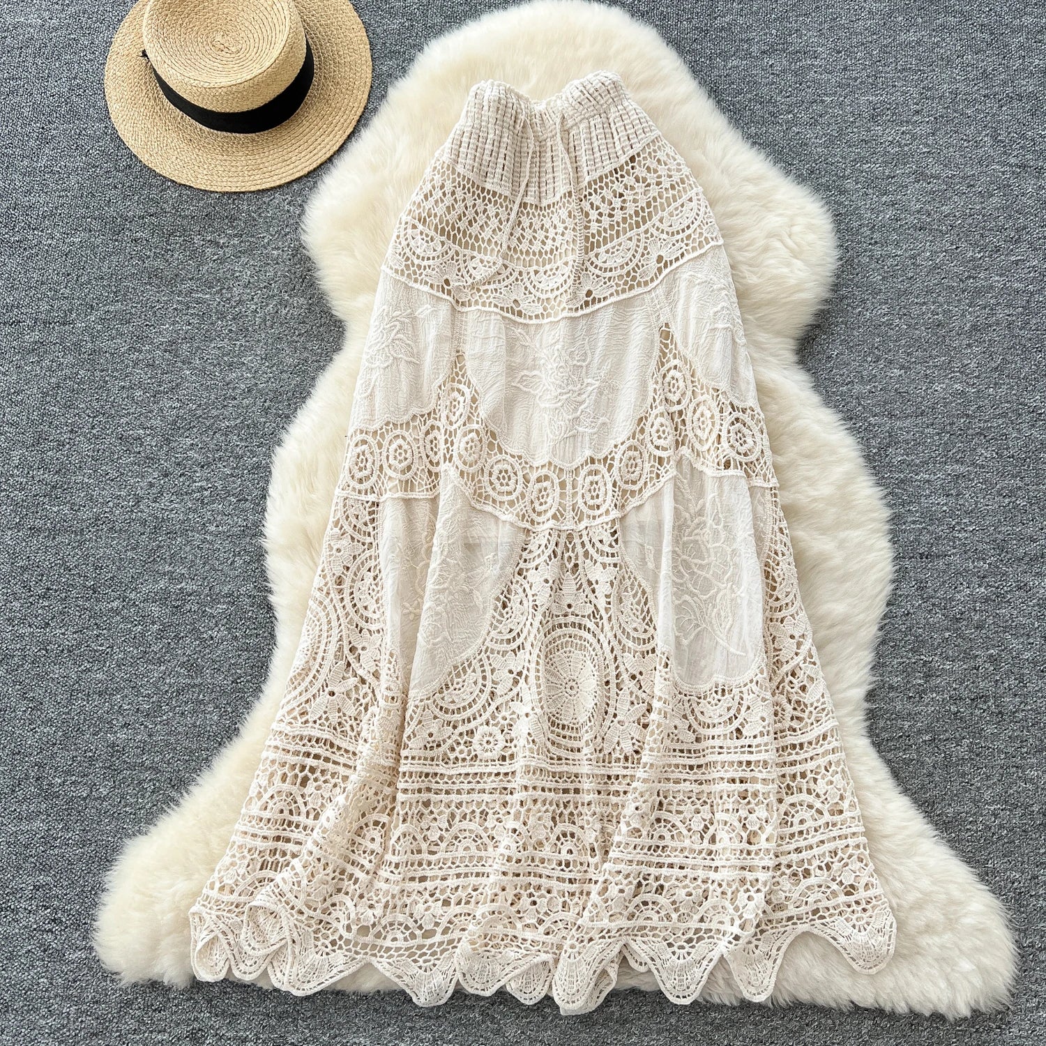 Summer Hollow Out Straight Skirt Women Casual High Waist Skirts For Girls Casual Skirt Clothes Women Wholesale