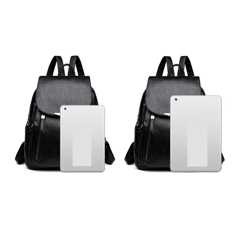 Yogodlns Luxury Backpack For Women Soft PU Leather Backpack Travel Large Capacity School Bag Double Zipper Business Knapsack