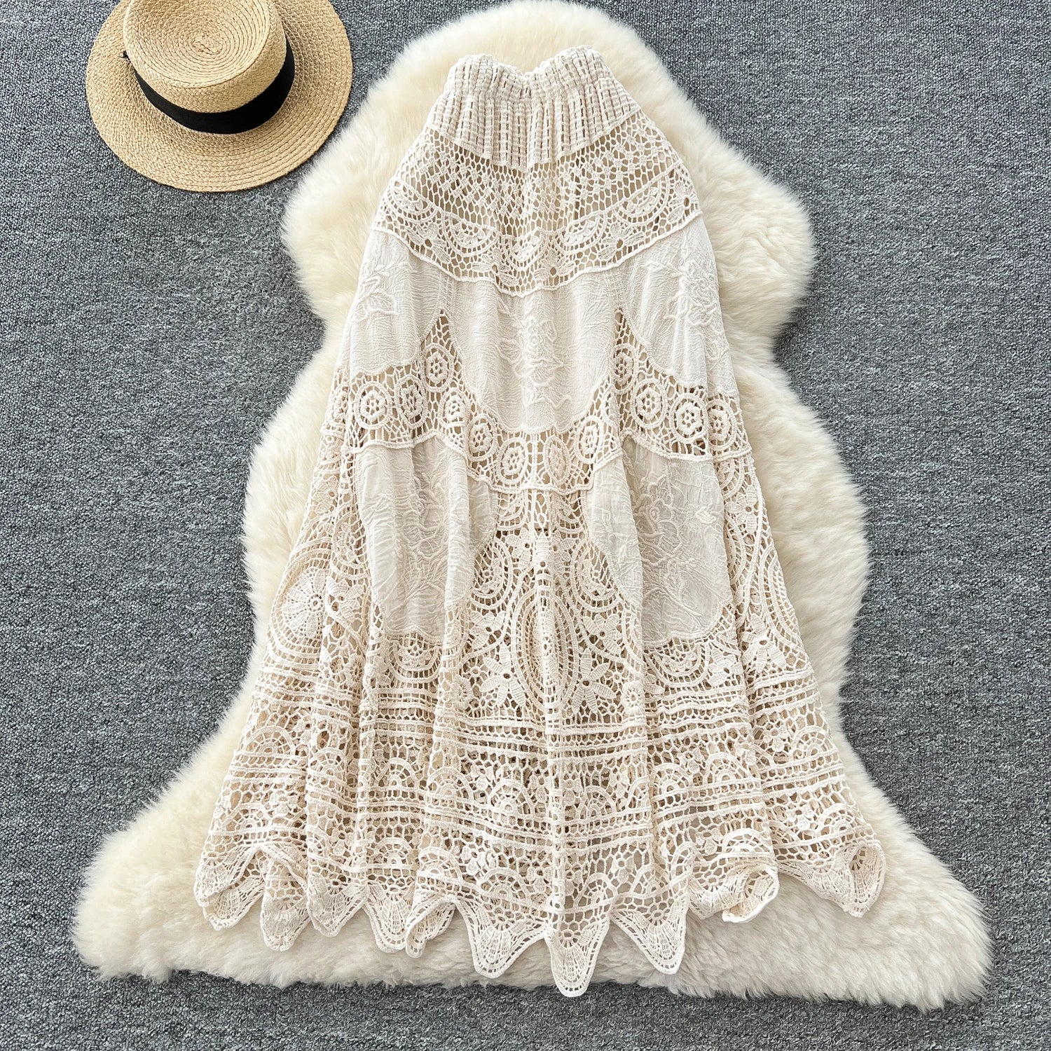 Summer Hollow Out Straight Skirt Women Casual High Waist Skirts For Girls Casual Skirt Clothes Women Wholesale