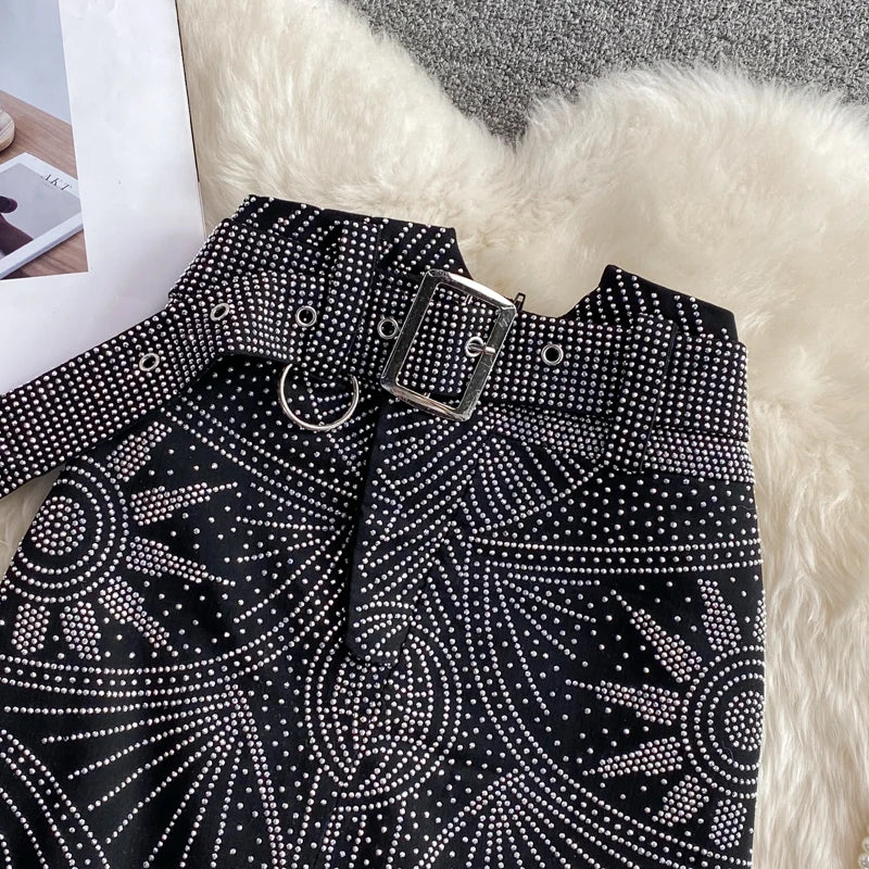 Autumn Print Sashes Straight Skirt Women Casual High Waist Mini Skirts for Girls Casual Skirt Clothes Women Wholesale