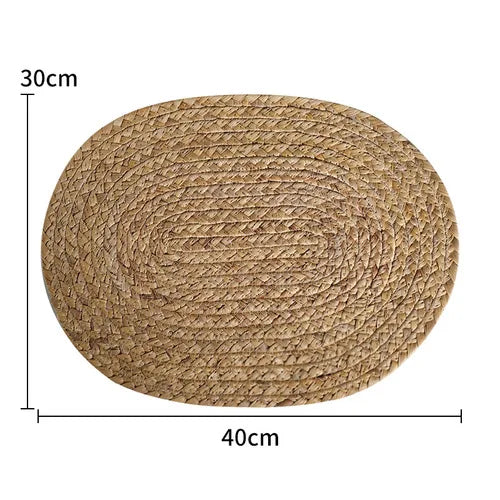 Table Mat Woven Pastoral Plate Mat Coaster Bowl Mat Insulation Pad Western Place Mat European Straw Dining Table Mat Tea Mat