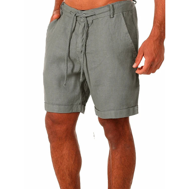 Summer Fashion Mens Linen Shorts Men Cotton Beach Short  New Wild Leisure Loose Solid Cargo Shorts for Men Sweatshorts