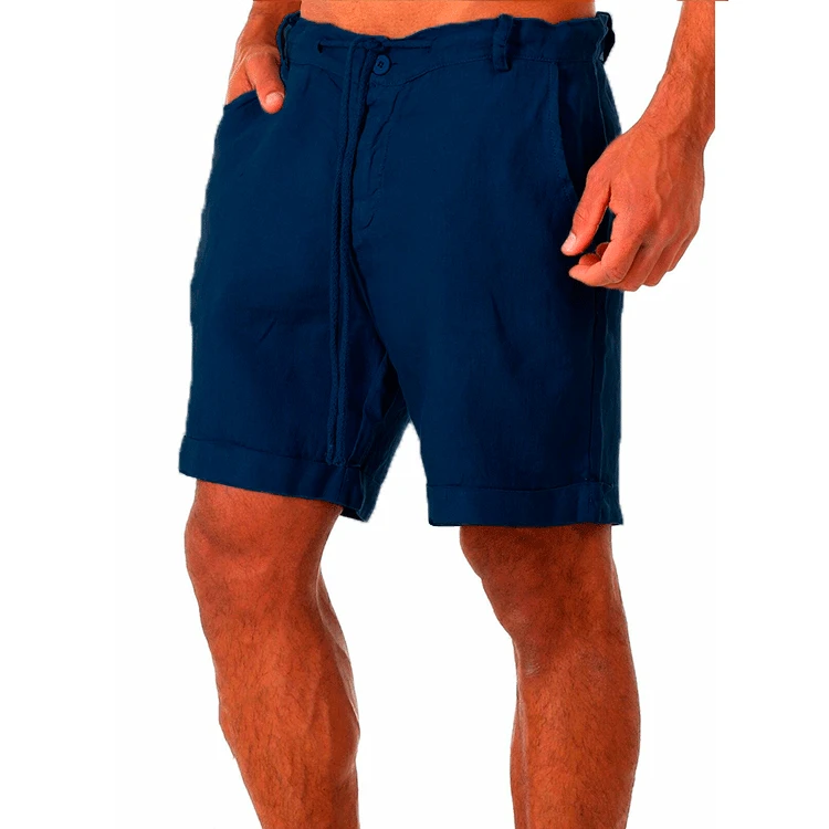 Summer Fashion Mens Linen Shorts Men Cotton Beach Short  New Wild Leisure Loose Solid Cargo Shorts for Men Sweatshorts