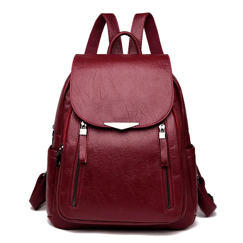 Yogodlns Luxury Backpack For Women Soft PU Leather Backpack Travel Large Capacity School Bag Double Zipper Business Knapsack