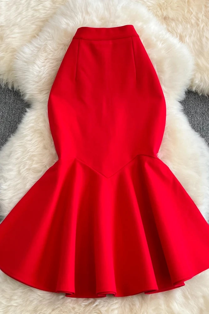 Spring Solid Ruffles Pencil Skirt Women Casual High Waist Midi Skirts for Girls Casual Skirt Clothes Women Wholesale