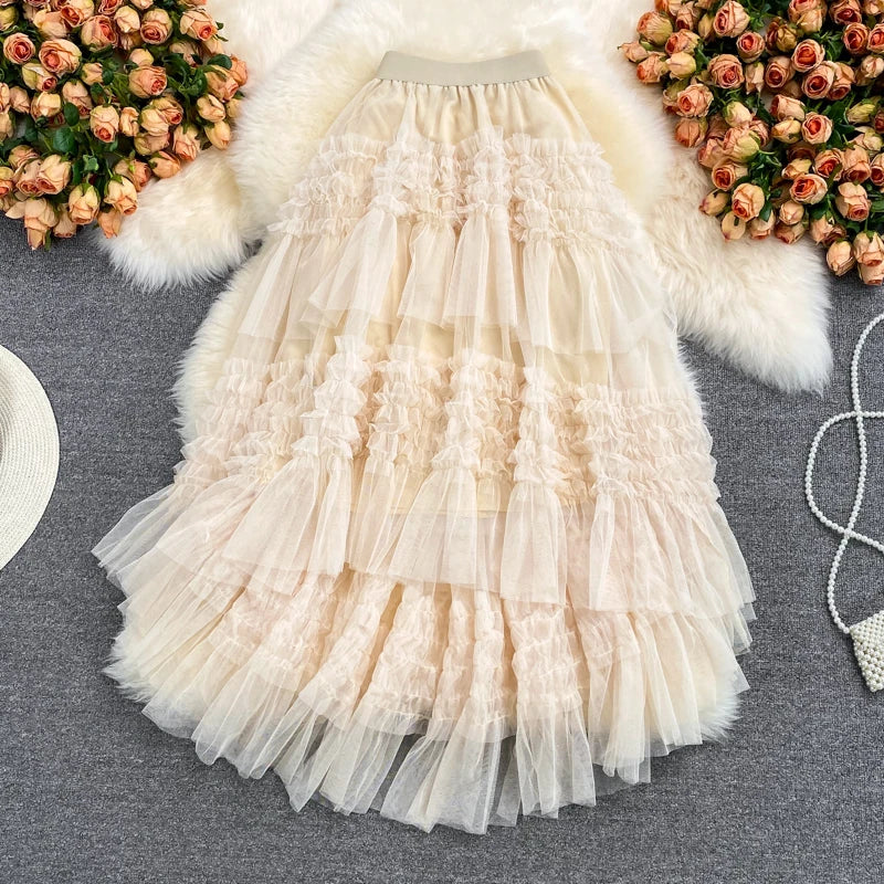 Summer Solid Straight Skirt Women Casual High Waist Mesh Midi Skirts for Girls Casual Skirt Clothes Women Wholesale
