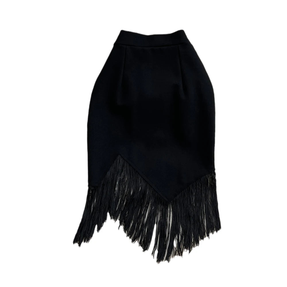 Summer Solid Tassel A-Line Skirt Women Casual High Waist Midi Skirts for Girls Sexy Skirt Clothes Women Wholesale