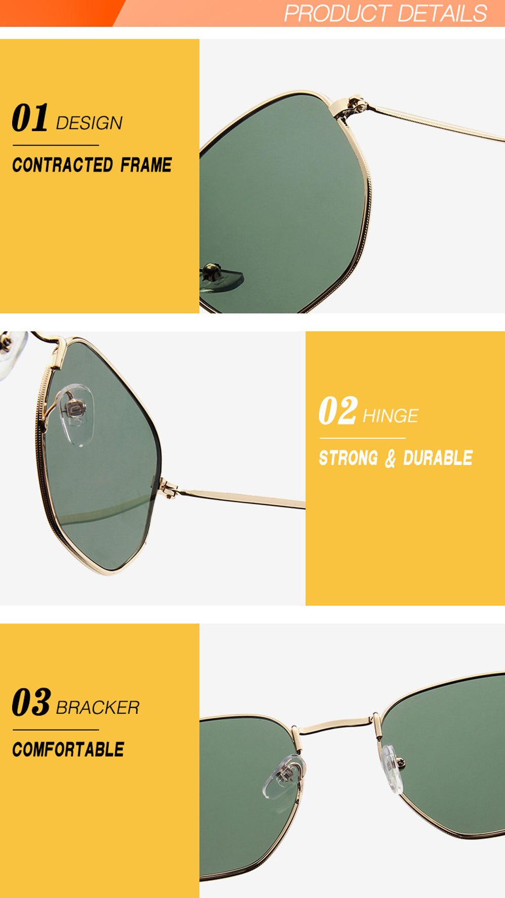 Men Sunglases Hexagon Sun Glasses NEW Women Metal Frame Fishing Glasses Gold tea Eyewear Lentes De Sol Hombre Okulary UV400
