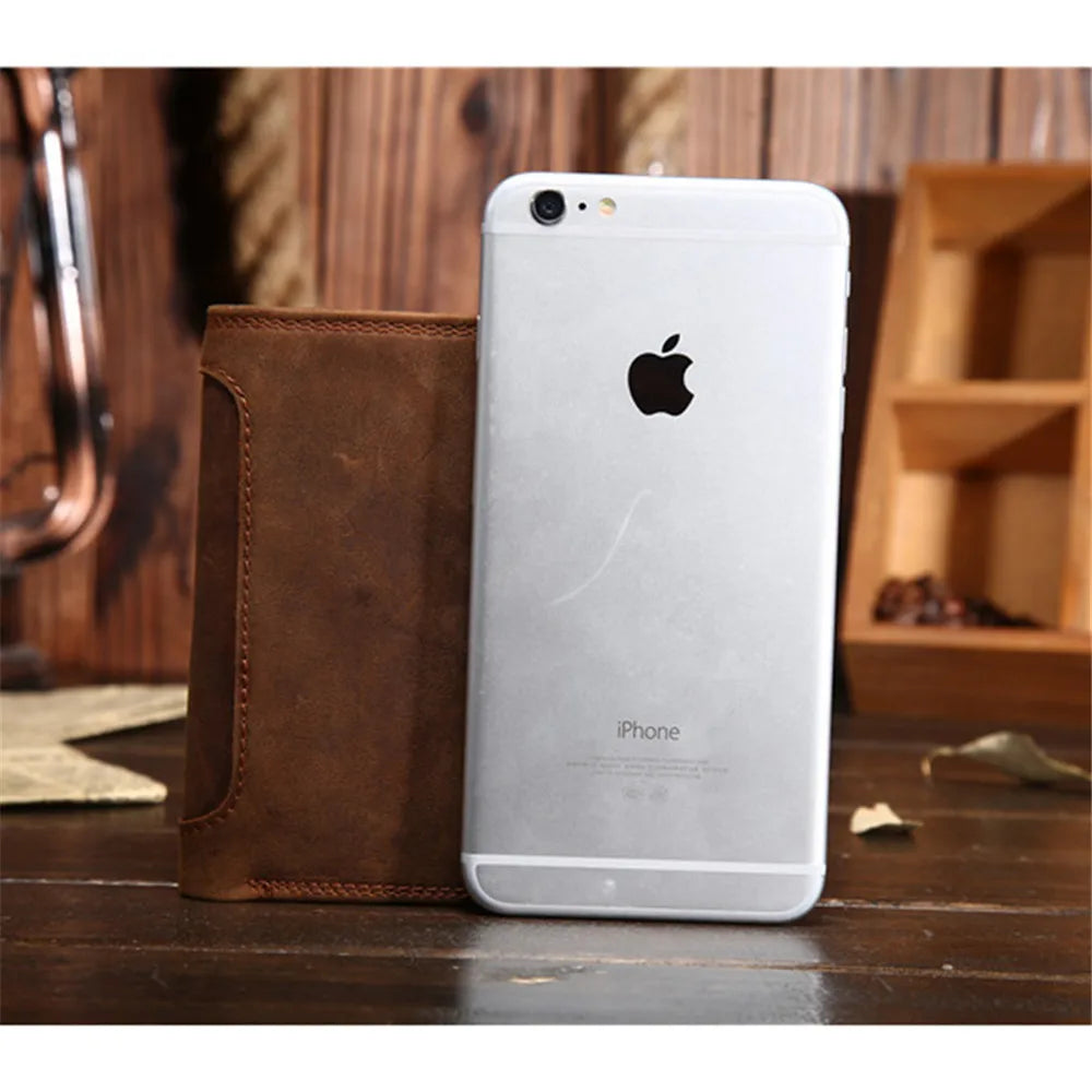 Genuine Leather Wallet for Men Mini Money Bags Short Purse Credit Card Holder Cash Coin Pocket Male Small Solid Standard Wallets