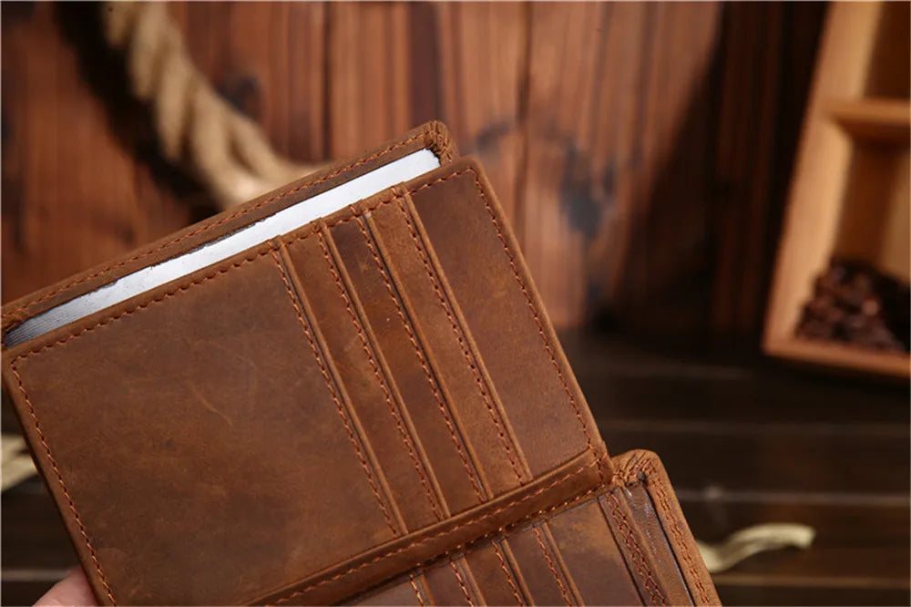 Genuine Leather Wallet for Men Mini Money Bags Short Purse Credit Card Holder Cash Coin Pocket Male Small Solid Standard Wallets
