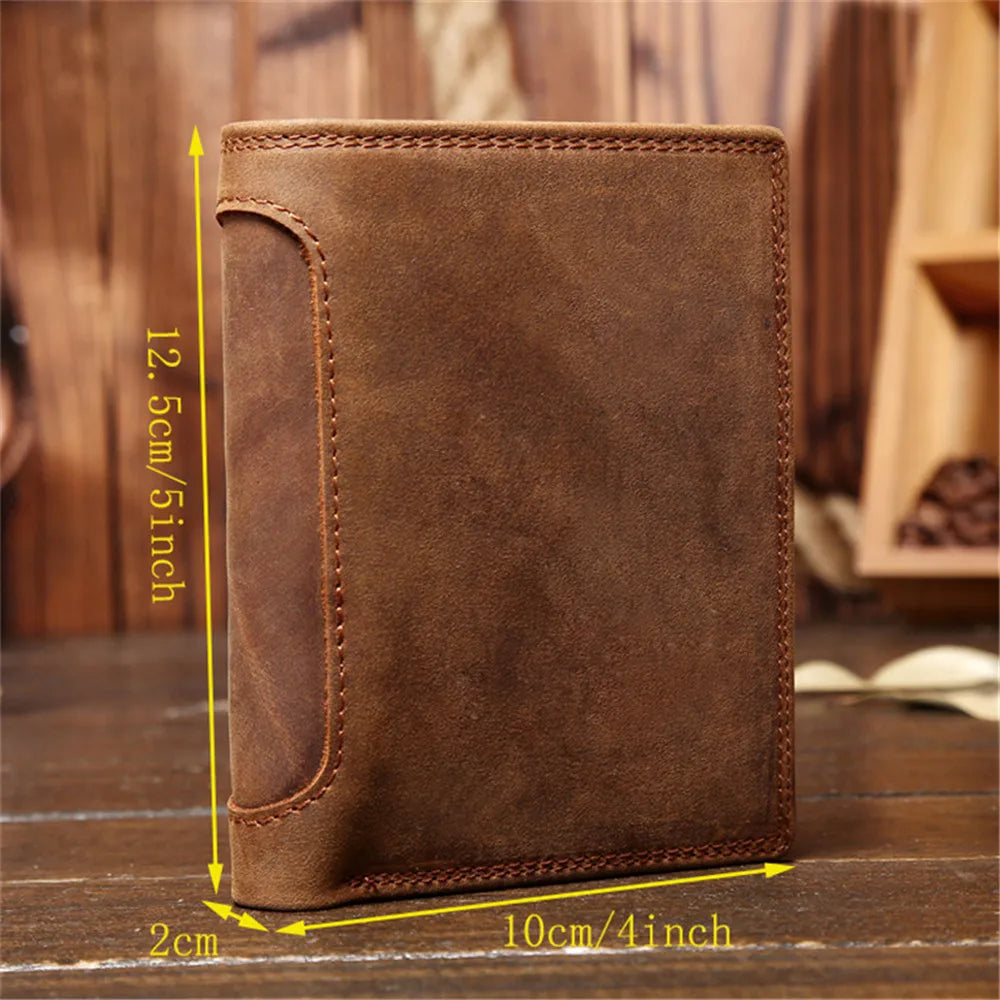 Genuine Leather Wallet for Men Mini Money Bags Short Purse Credit Card Holder Cash Coin Pocket Male Small Solid Standard Wallets