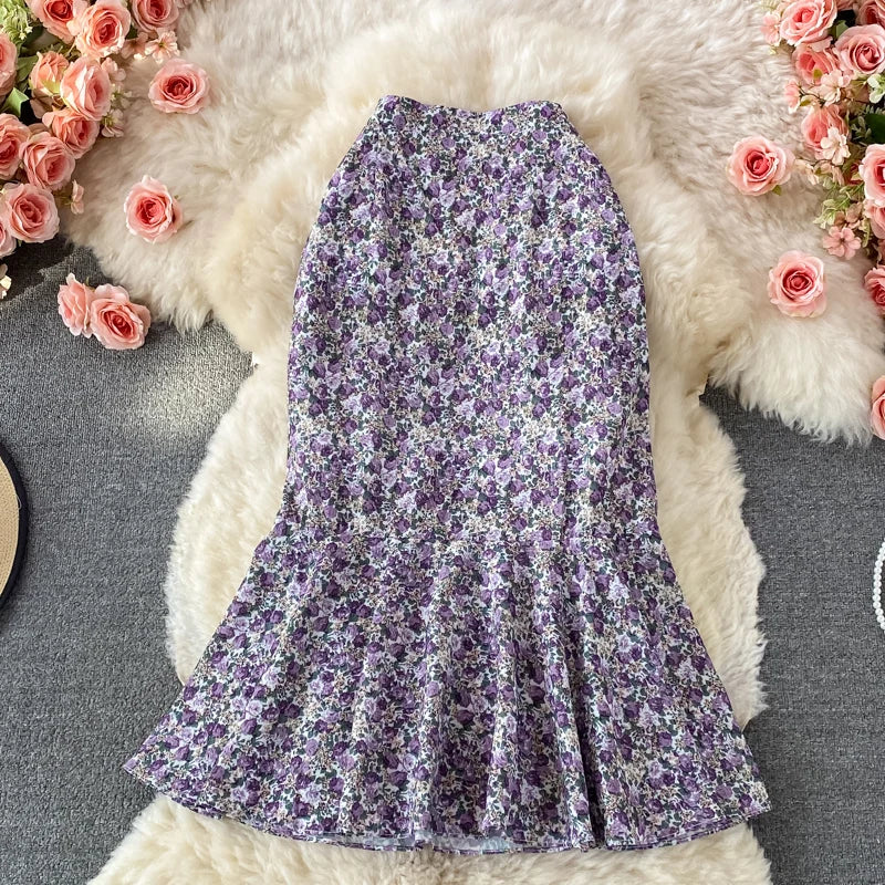 Summer Print Straight Skirt Women Casual High Waist Chiffon Midi Skirts for Girls Casual Skirt Clothes Women Wholesale