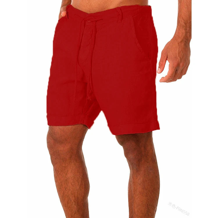 Summer Fashion Mens Linen Shorts Men Cotton Beach Short  New Wild Leisure Loose Solid Cargo Shorts for Men Sweatshorts
