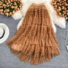 Summer Solid Straight Skirt Women Casual High Waist Mesh Midi Skirts for Girls Casual Skirt Clothes Women Wholesale