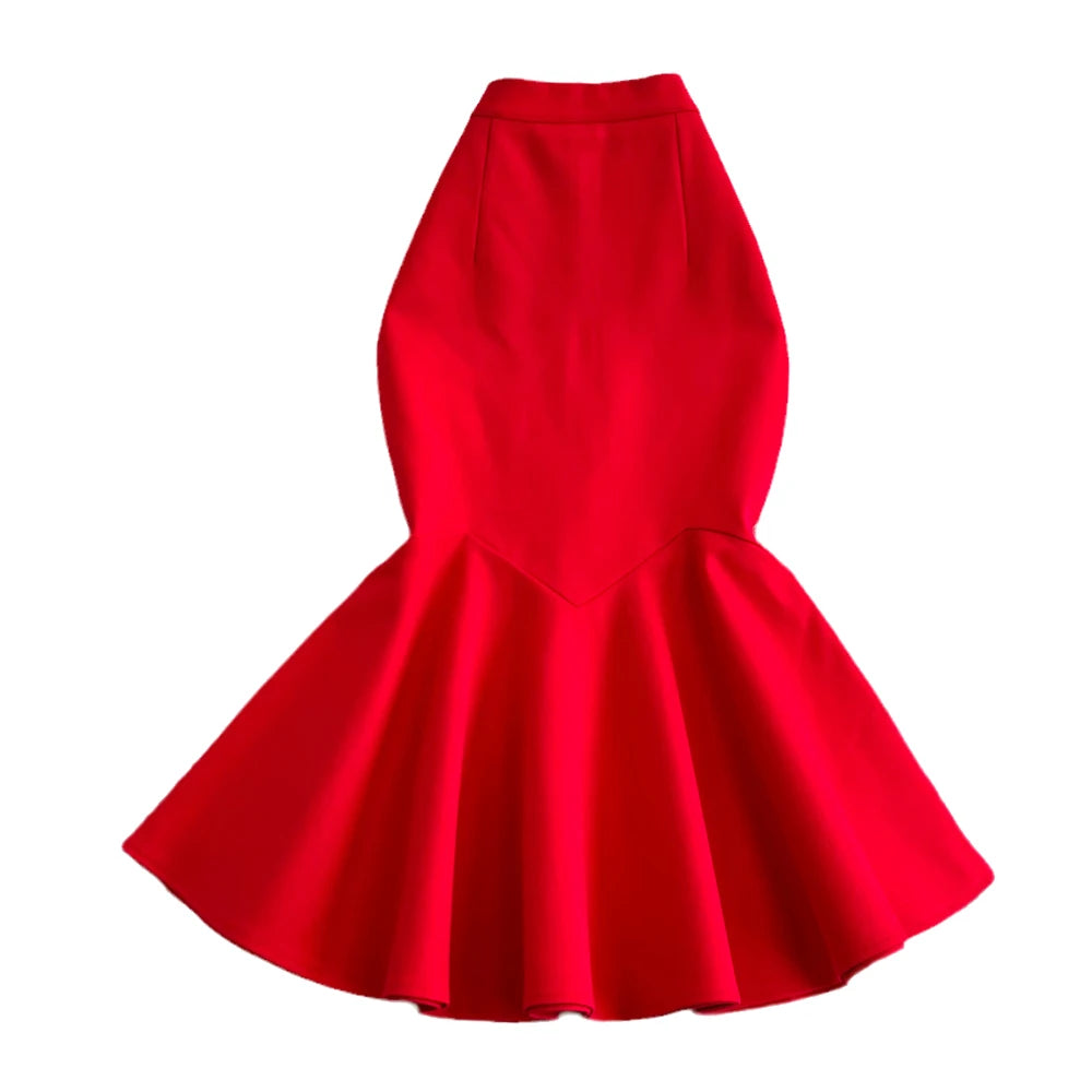 Spring Solid Ruffles Pencil Skirt Women Casual High Waist Midi Skirts for Girls Casual Skirt Clothes Women Wholesale