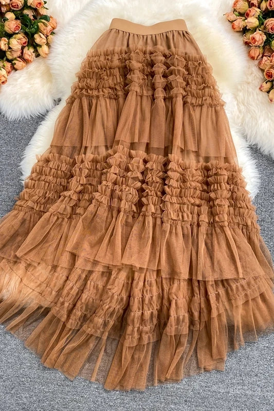 Summer Solid Straight Skirt Women Casual High Waist Mesh Midi Skirts for Girls Casual Skirt Clothes Women Wholesale