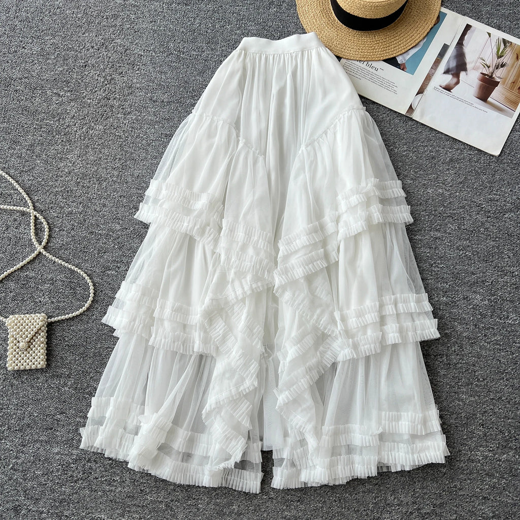 2025 Summer Patchwork Straight Skirt Women Casual High Waist Mesh Skirts For Girls Casual Skirt Clothes Women Wholesale
