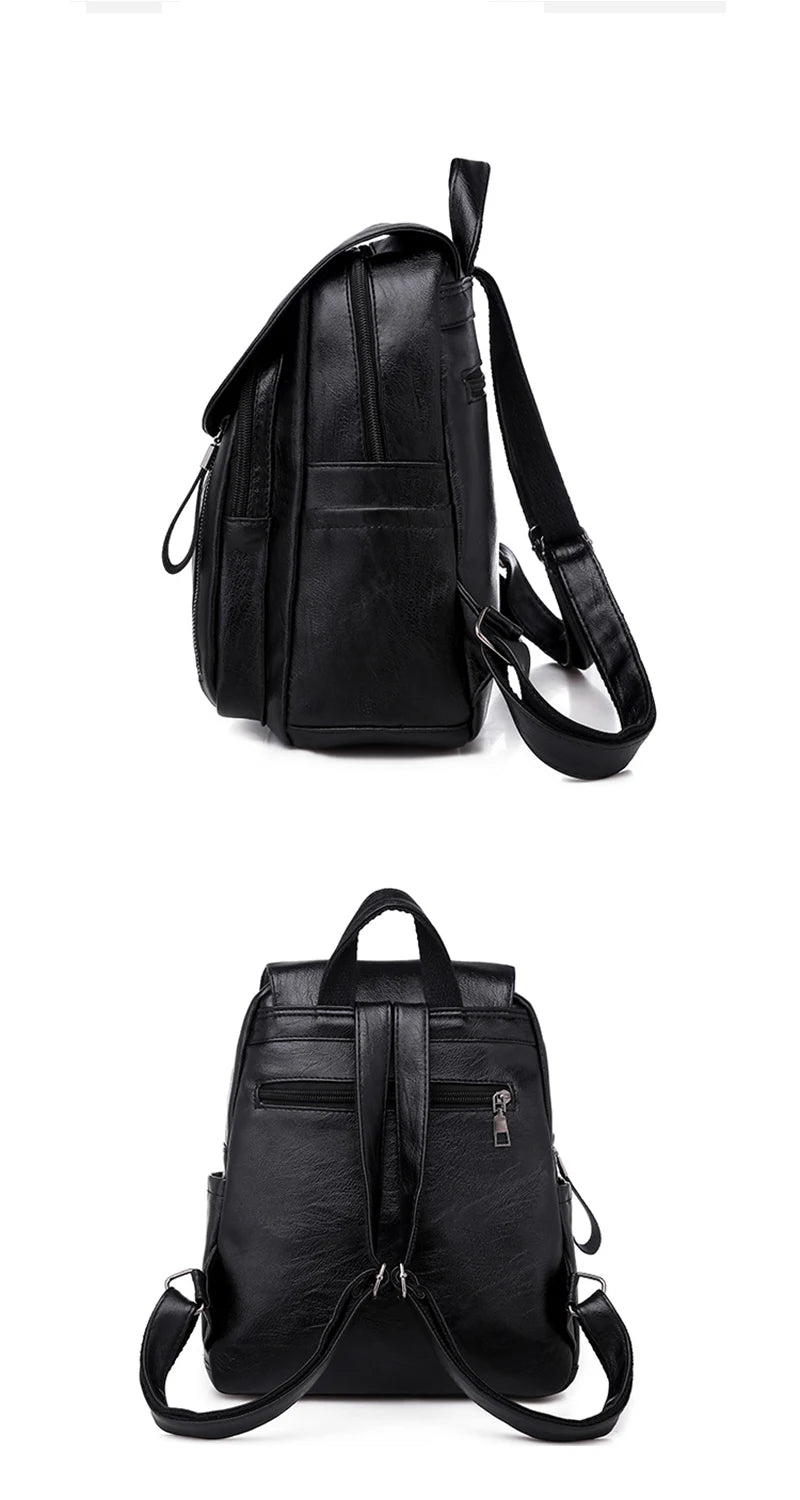 Yogodlns Luxury Backpack For Women Soft PU Leather Backpack Travel Large Capacity School Bag Double Zipper Business Knapsack