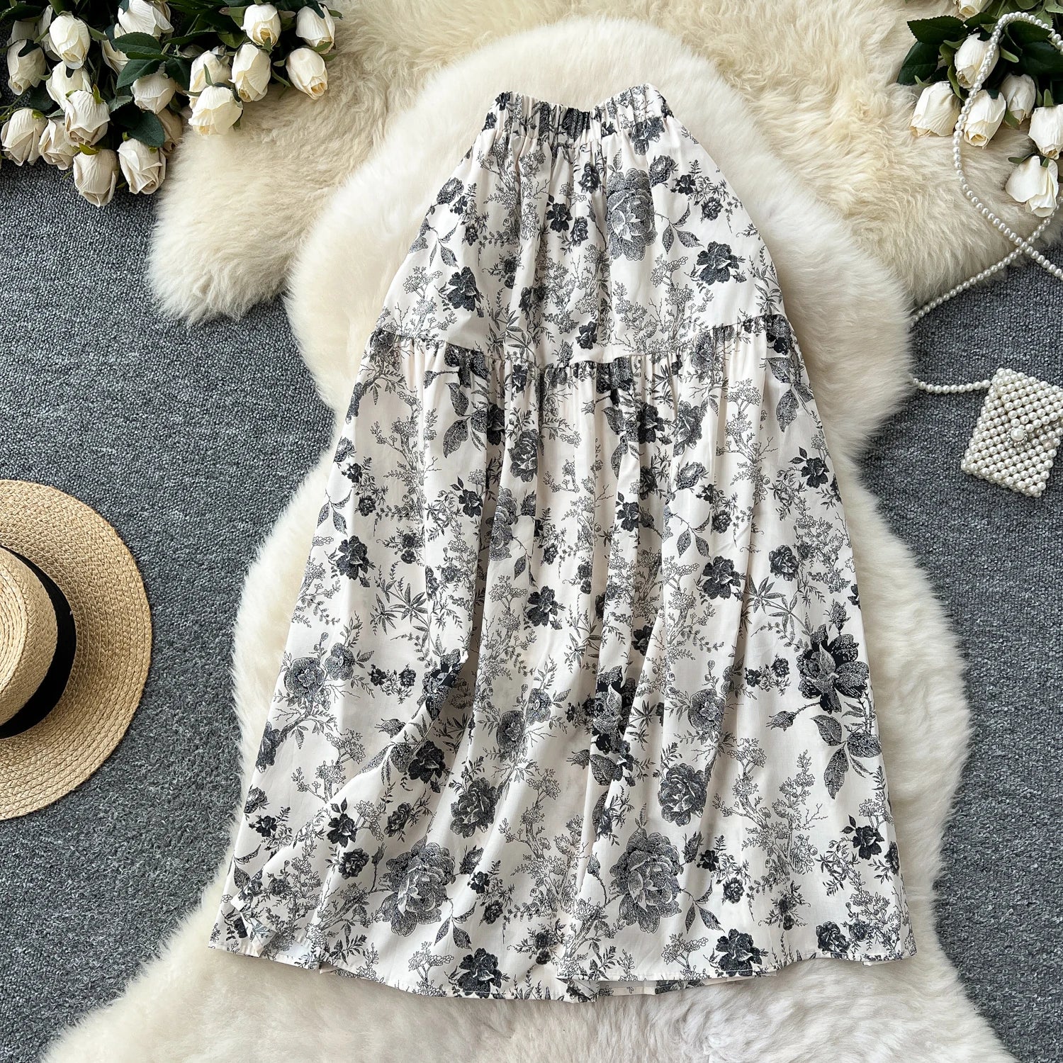Print Draped Straight Skirt Women Casual High Waist Skirts For Girls Sweet Skirt Clothes Women Wholesale