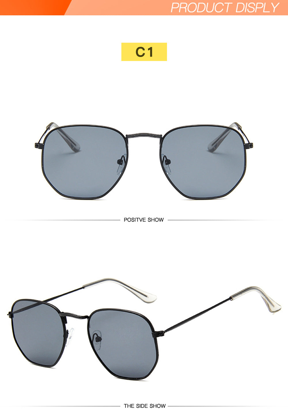 Men Sunglases Hexagon Sun Glasses NEW Women Metal Frame Fishing Glasses Gold tea Eyewear Lentes De Sol Hombre Okulary UV400