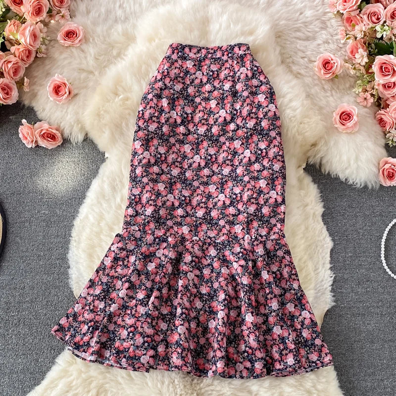 Summer Print Straight Skirt Women Casual High Waist Chiffon Midi Skirts for Girls Casual Skirt Clothes Women Wholesale