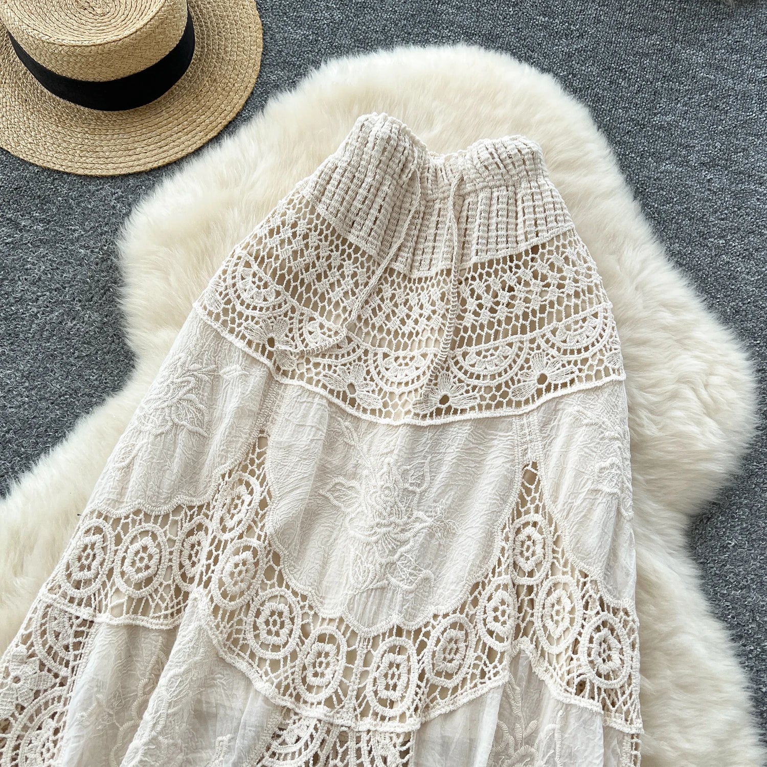 Summer Hollow Out Straight Skirt Women Casual High Waist Skirts For Girls Casual Skirt Clothes Women Wholesale