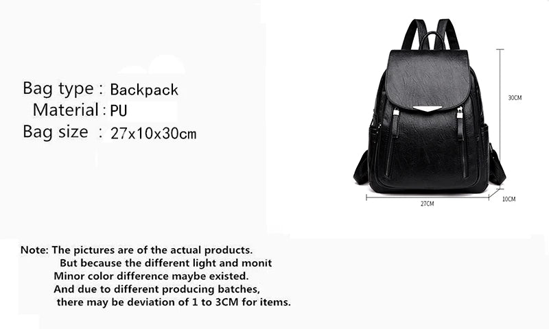 Yogodlns Luxury Backpack For Women Soft PU Leather Backpack Travel Large Capacity School Bag Double Zipper Business Knapsack