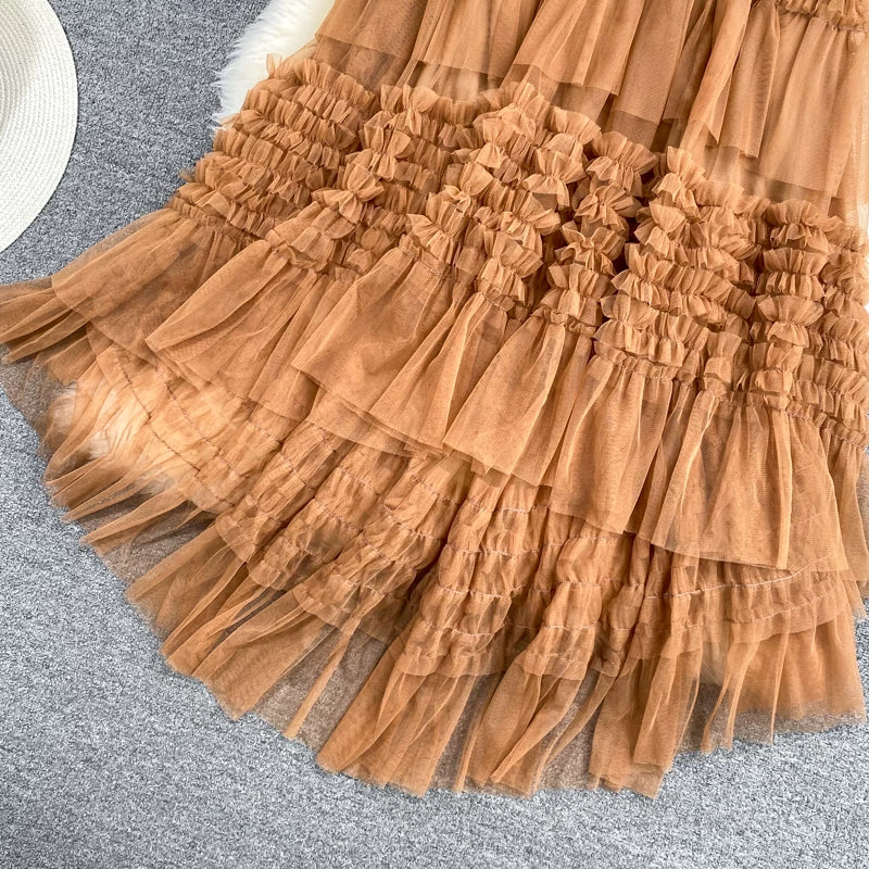 Summer Solid Straight Skirt Women Casual High Waist Mesh Midi Skirts for Girls Casual Skirt Clothes Women Wholesale